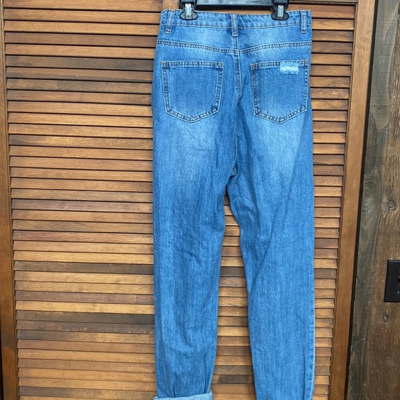 Missguided High Rise Ripped Blue Jeans - Picture 9 of 9